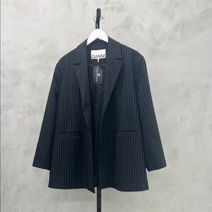 Ganni Black Striped Women's Blazer
